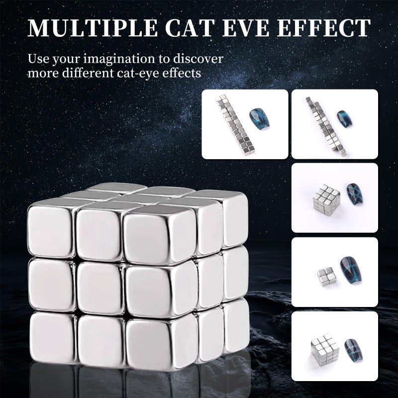 heemeei 47Pcs Cat Eye Magnet for Nails, Square and Beads Nail Magnets for Nail Art, Cat Eye Magnets for Nails, Strong Nail Magnetic Set, Nails Magnet Tool for 3D Cat Eyes Gel Polish, Home Salon DIY - Image 3